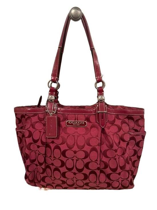 Coach Handbags - Coach Signature Canvas Gallery Tote Bag in Burgundy